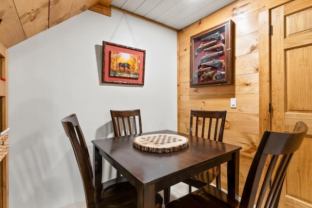 32 Lake Como Dr, Harmony, ME 04942 - dining space with wood ceiling, wood walls, and lofted ceiling