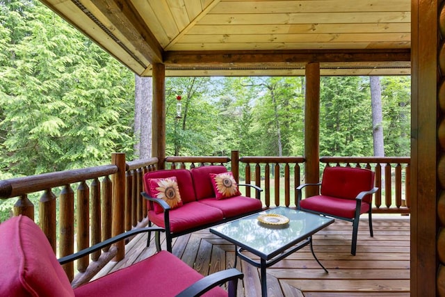 32 Lake Como Dr, Harmony, ME 04942 - wooden terrace featuring outdoor lounge area