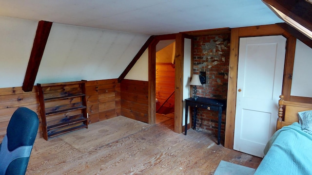 30 Wilkinson Ln, Machiasport, ME 04655 - bonus room with wood finished floors, wooden walls, and vaulted ceiling