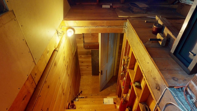 30 Wilkinson Ln, Machiasport, ME 04655 - stairs featuring wood walls