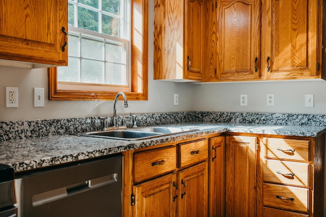 38 Swamp Rd, Bridgton, ME 04009 - kitchen with dishwasher, brown cabinets, and light countertops