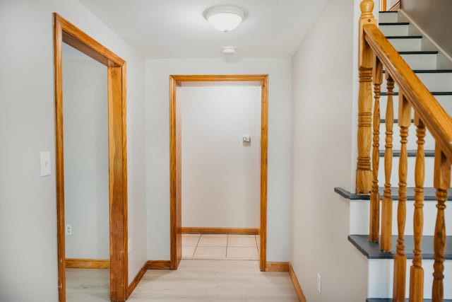 38 Swamp Rd, Bridgton, ME 04009 - hall featuring light wood-style floors and stairs