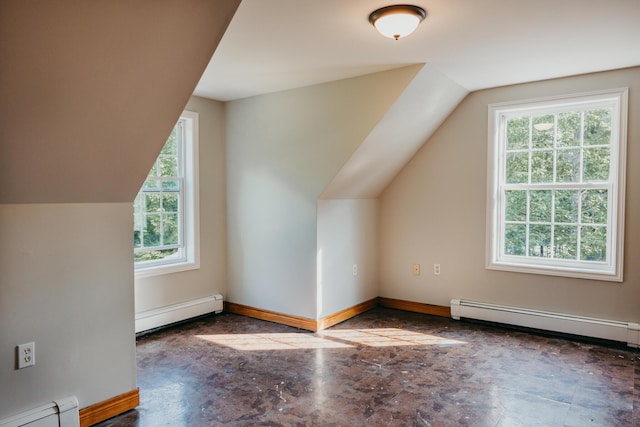 38 Swamp Rd, Bridgton, ME 04009 - additional living space with baseboard heating, a baseboard heating unit, and lofted ceiling