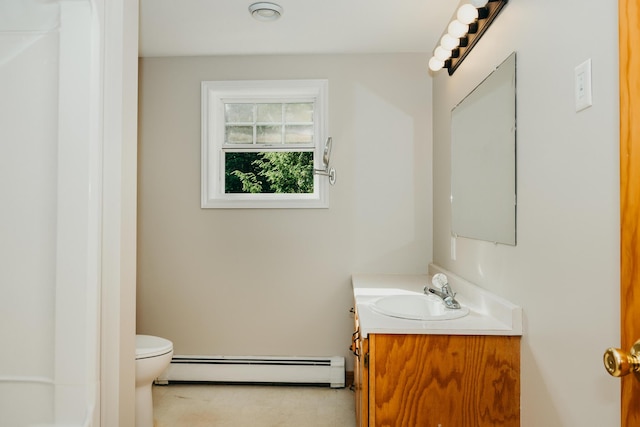 38 Swamp Rd, Bridgton, ME 04009 - bathroom with a baseboard heating unit and vanity