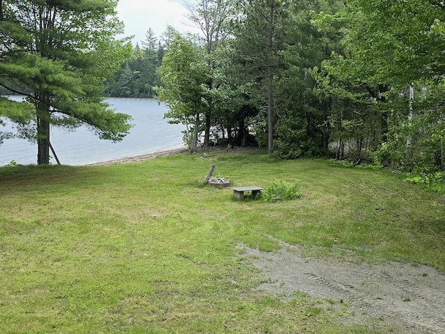 502 Cedar Lake Rd, Millinocket, ME 04462 - view of green lawn featuring a water view and a wooded view