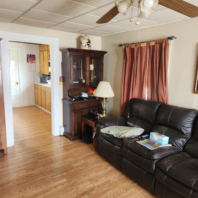 485 Main Rd, Passadumkeag, ME 04475 - living area featuring a ceiling fan and light wood finished floors