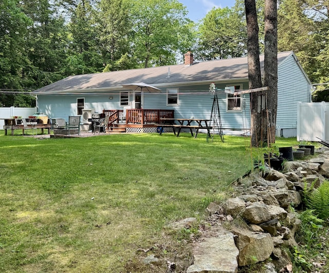 49 31st St, Shapleigh, ME 04076 - back of property featuring a deck and a chimney