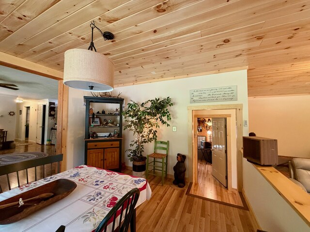 49 31st St, Shapleigh, ME 04076 - dining area featuring wood ceiling, vaulted ceiling, and light wood-style flooring