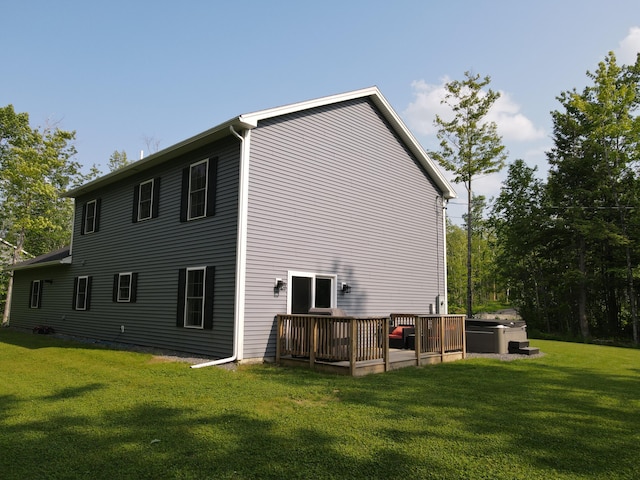 34 May Way, Sidney, ME 04330 - view of home's exterior featuring a yard and a deck