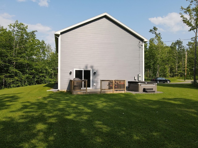 34 May Way, Sidney, ME 04330 - rear view of house featuring a yard and a wooden deck