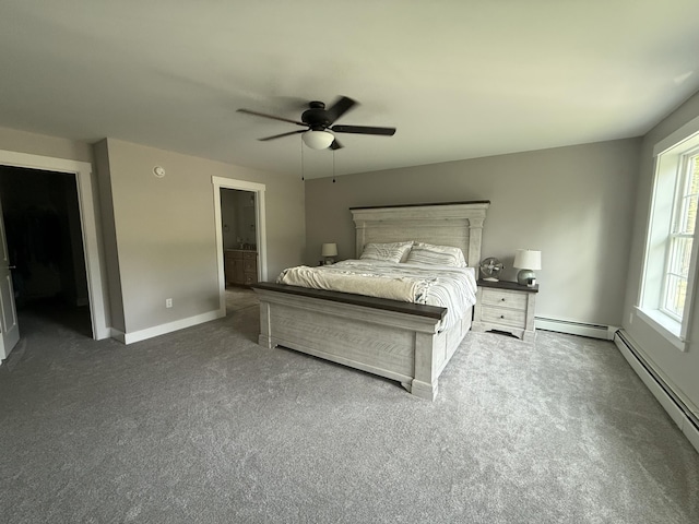 34 May Way, Sidney, ME 04330 - bedroom featuring carpet flooring, baseboard heating, and a ceiling fan