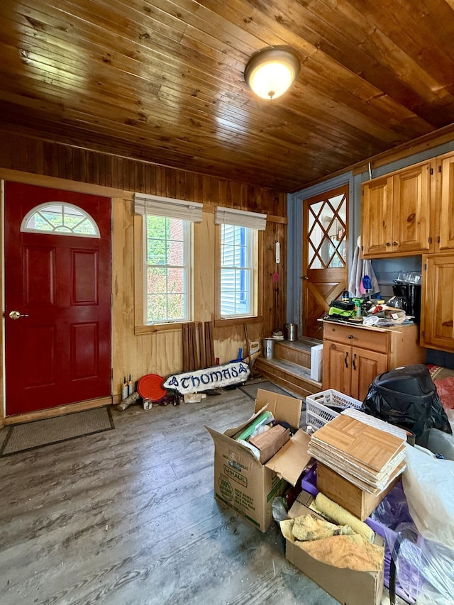 755 Main St, Calais, ME 04619 - living area with wooden ceiling, wooden walls, and wood finished floors