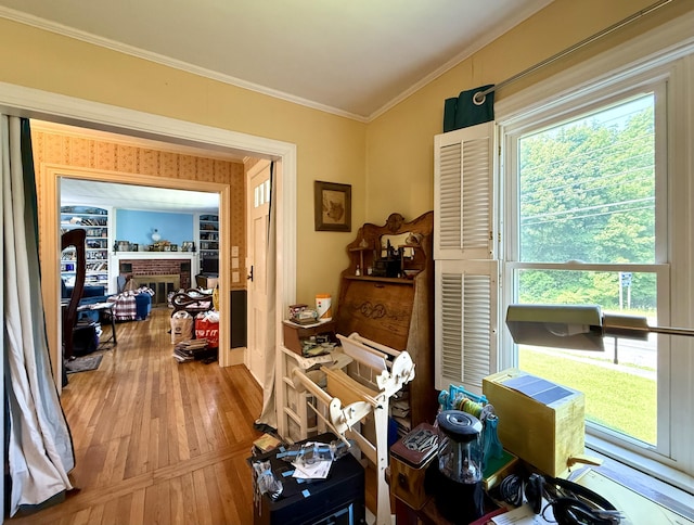 755 Main St, Calais, ME 04619 - home office with ornamental molding and wood finished floors