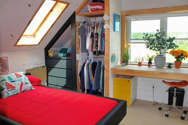 552 Port Rd, Machiasport, ME 04655 - bedroom with a skylight, multiple windows, and vaulted ceiling