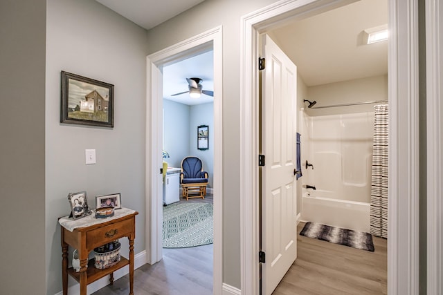 144 Ridley Rd, Sanford, ME 04073 - hall with light wood-type flooring and baseboards