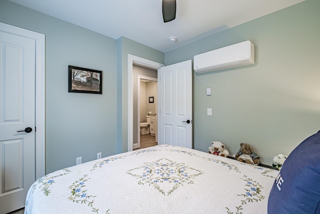 144 Ridley Rd, Sanford, ME 04073 - bedroom featuring an AC wall unit and ceiling fan