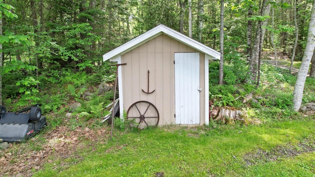19 Davis Ln, Burnham, ME 04922 - view of shed with a forest view