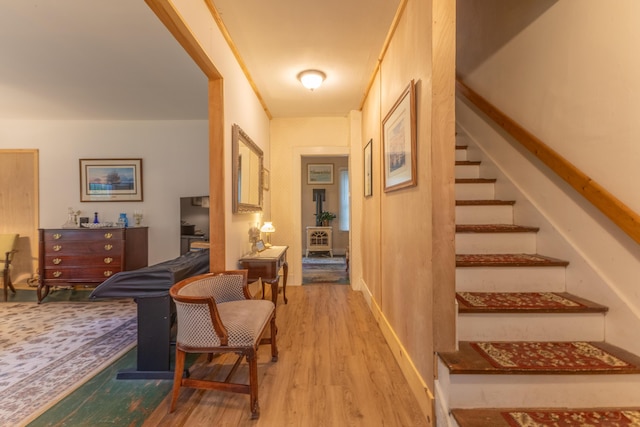 6 Paddy Ln, Franklin, ME 04634 - corridor featuring wood finished floors and stairway