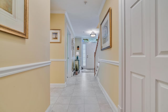 86 Farragut Way Unit 86, Kennebunk, ME 04043 - hallway featuring crown molding and light tile patterned floors