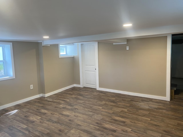 23 Page Rd, Enfield, ME 04493 - basement featuring dark wood-style floors and recessed lighting