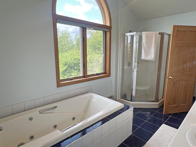 31 Deer Run, Lamoine, ME 04605 - full bath with a stall shower, a tub with jets, and tile patterned flooring