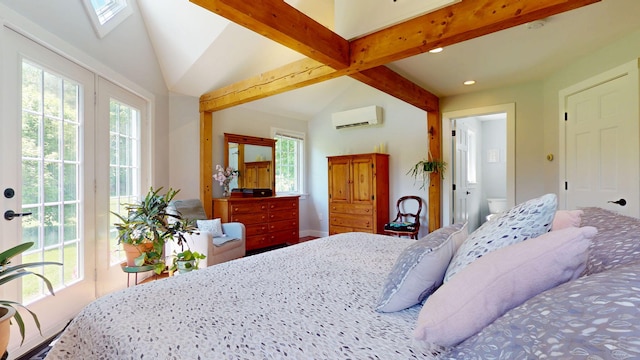 111 Quaker Hill Rd, Unity, ME 04988 - bedroom with a wall unit AC, access to exterior, and recessed lighting