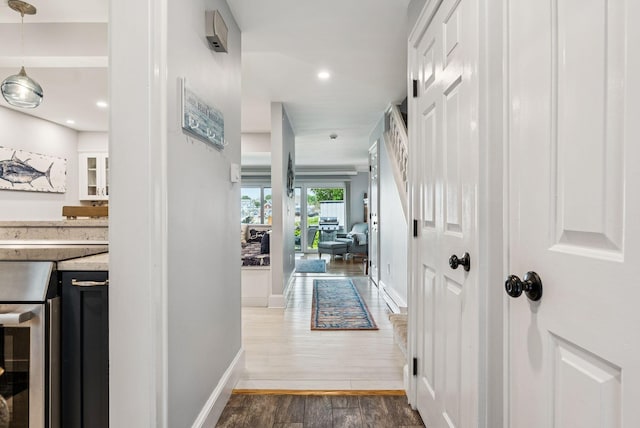 135 Ocean Ave Unit 15, Kennebunkport, ME 04046 - hallway with dark wood-style floors and recessed lighting