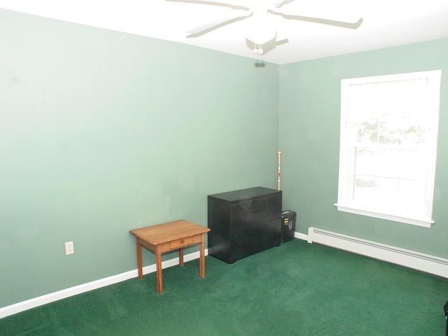 976 Essex St, Bangor, ME 04401 - empty room with carpet, a ceiling fan, and baseboard heating