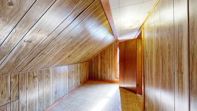 84 Elm St, Sabattus, ME 04280 - bonus room featuring wood walls and vaulted ceiling