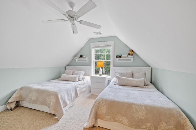 18 Frontier Way Unit 162, Arundel, ME 04046 - carpeted bedroom with ceiling fan and vaulted ceiling