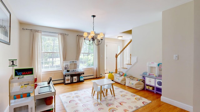 3 Marr Farm Way, Scarborough, ME 04074 - rec room featuring a chandelier and wood finished floors
