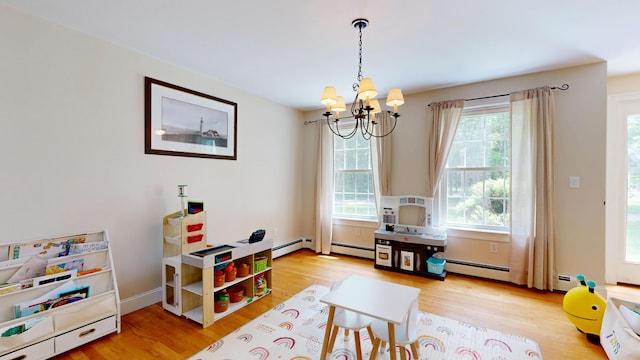3 Marr Farm Way, Scarborough, ME 04074 - rec room featuring a chandelier, wood finished floors, and baseboard heating