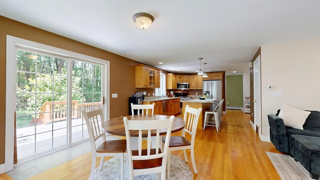3 Marr Farm Way, Scarborough, ME 04074 - dining space featuring baseboard heating, light wood finished floors, and recessed lighting