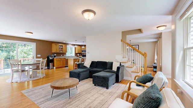 3 Marr Farm Way, Scarborough, ME 04074 - living area featuring stairway and light wood finished floors