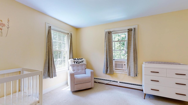 3 Marr Farm Way, Scarborough, ME 04074 - bedroom with a baseboard heating unit, carpet flooring, cooling unit, and a crib