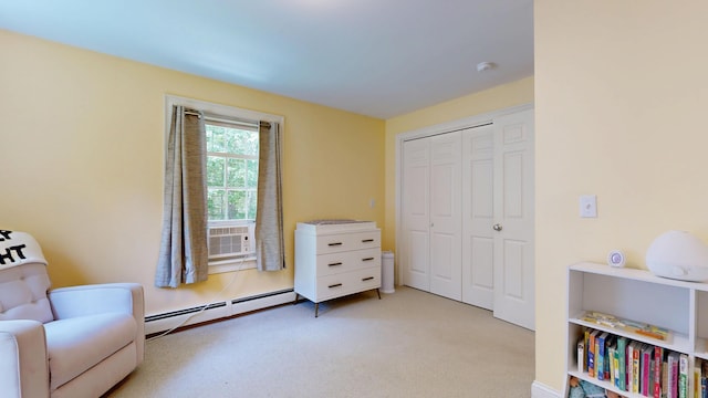3 Marr Farm Way, Scarborough, ME 04074 - living area featuring baseboard heating, carpet, and cooling unit