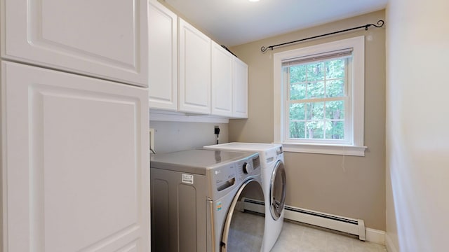 3 Marr Farm Way, Scarborough, ME 04074 - washroom with a baseboard radiator, cabinet space, and separate washer and dryer