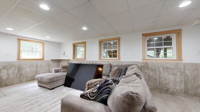 3 Marr Farm Way, Scarborough, ME 04074 - living area featuring a wainscoted wall, a paneled ceiling, and recessed lighting