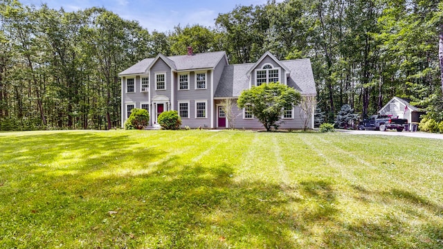 3 Marr Farm Way, Scarborough, ME 04074 - colonial-style house with a front yard and a chimney