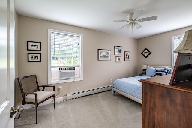 164 State St, Gorham, ME 04038 - bedroom with a baseboard heating unit, cooling unit, multiple windows, and carpet
