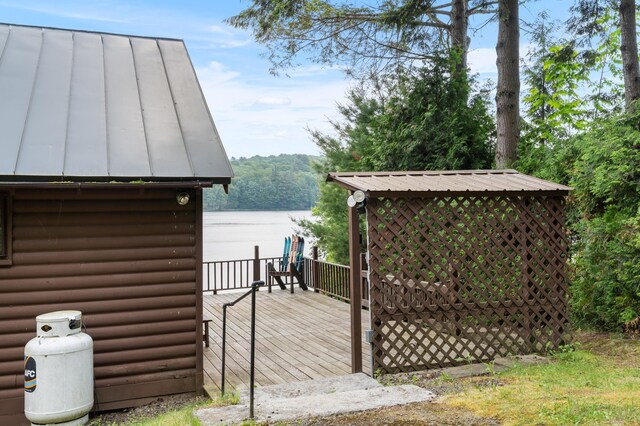 76 Colony Rd, Belgrade, ME 04917 - wooden deck featuring a water view