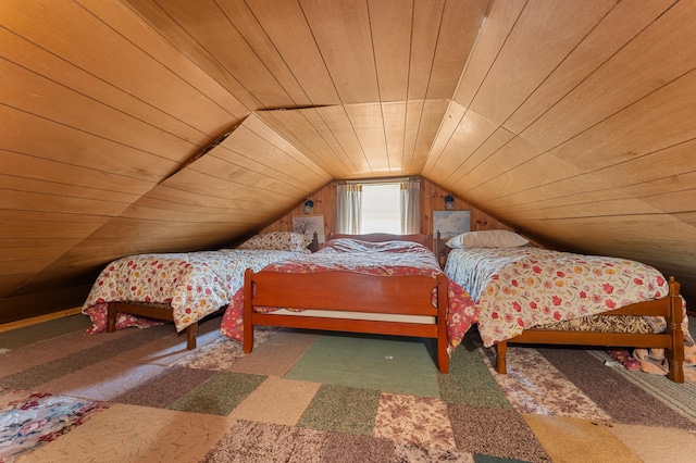 76 Colony Rd, Belgrade, ME 04917 - carpeted bedroom with vaulted ceiling and wood ceiling