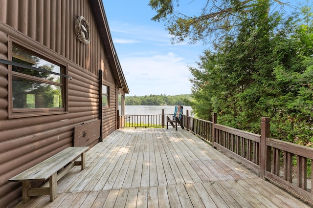 76 Colony Rd, Belgrade, ME 04917 - wooden deck featuring a water view