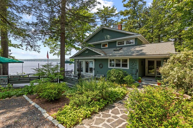 59 Wild Acres Rd, Raymond, ME 04071 - view of front of property featuring a chimney and a water view