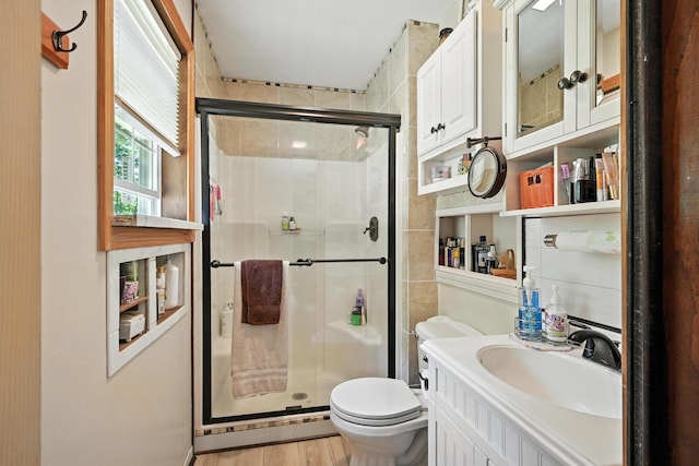 10 Tenacious Way, Augusta, ME 04330 - full bath with a stall shower, vanity, and wood finished floors