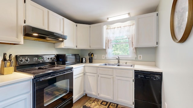 15 Cattail Ln, Monmouth, ME 04259 - kitchen featuring black appliances, under cabinet range hood, and white cabinets