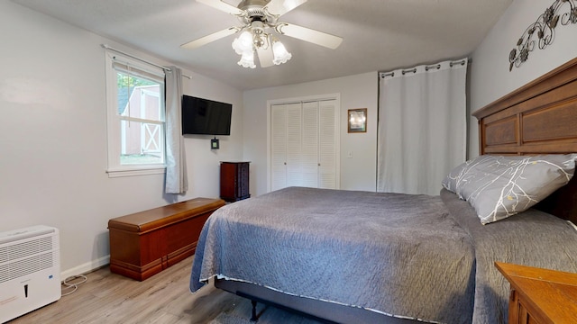 15 Cattail Ln, Monmouth, ME 04259 - bedroom featuring light wood-style flooring, a closet, and ceiling fan