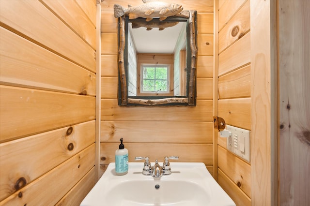 100 Bear Path, Rangeley, ME 04970 - bathroom featuring a sink and wood walls