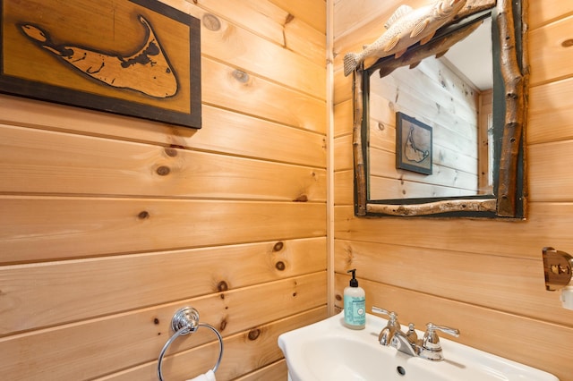 100 Bear Path, Rangeley, ME 04970 - bathroom with a sink and wooden walls