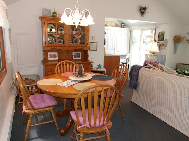 24 Paradise Dr, Monmouth, ME 04259 - dining area with a chandelier and carpet